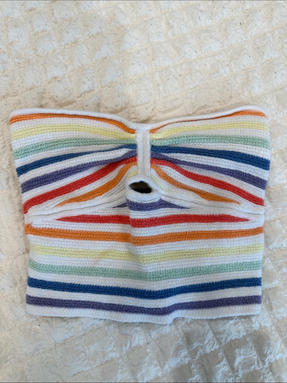 Kids Multicolor Rainbow Stripe Knit Headwrap - White Base